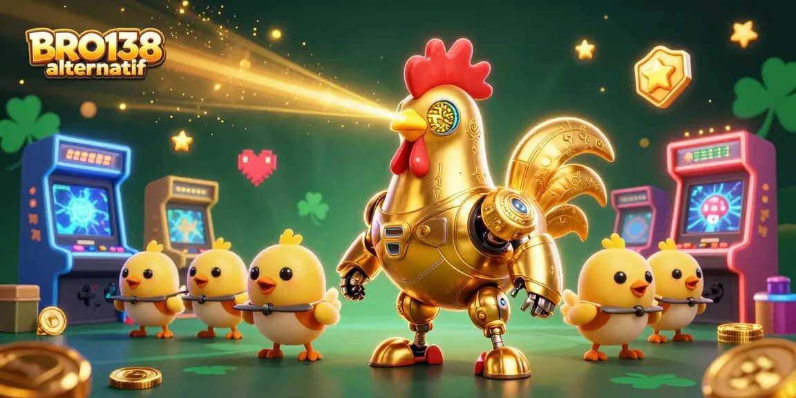 Engage with the thrilling BRO138 alternatif, featuring unique robot characters amidst vibrant slot game elements