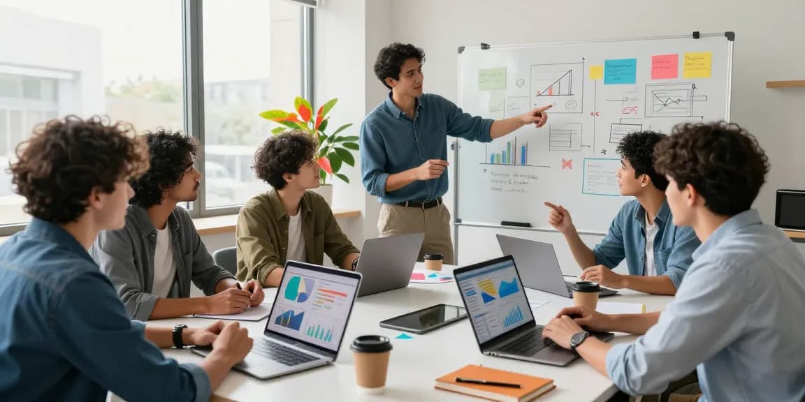 Young entrepreneurs collaborating in a modern workspace at https://www.startsomethingpc.com, showcasing dynamic startup growth.