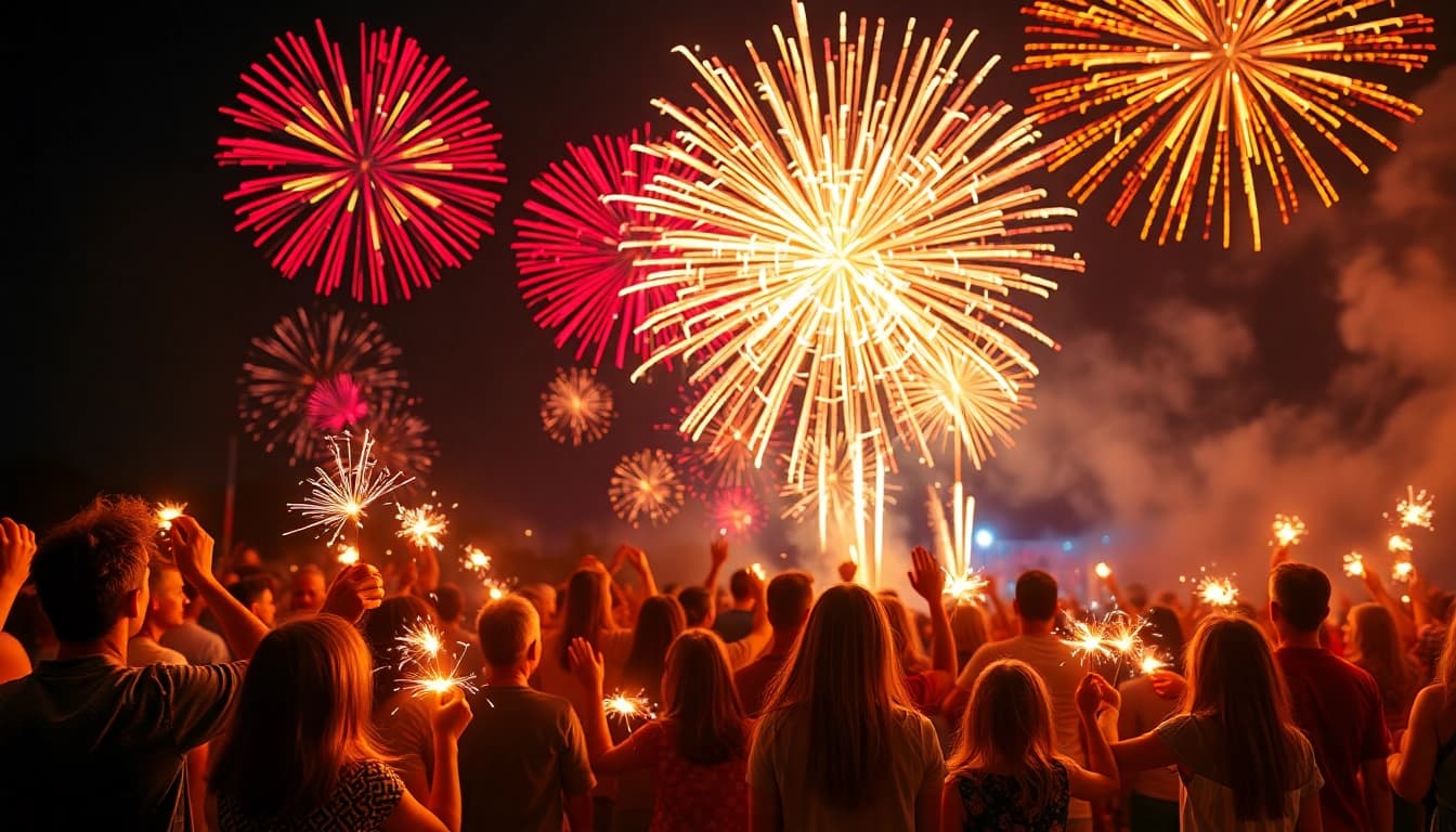 Watch thrilling displays of cheap fireworks near me lighting up the night sky with vibrant colors.