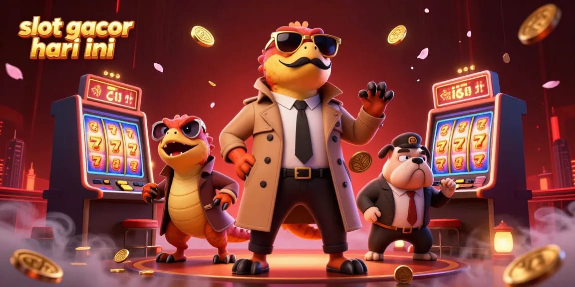 Three raptors in a trench coat enter a VIP casino lounge, showcasing slot gacor hari ini excitement.