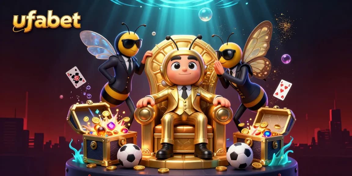 Experience thrilling sports betting action and excitement with ufabet in this vibrant 3D illustration.