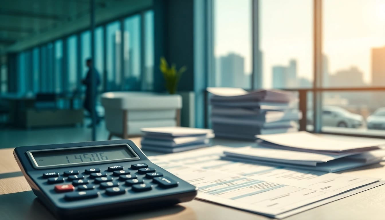 Analyze sales navigator scraper cost with a calculator and office scene for clarity.