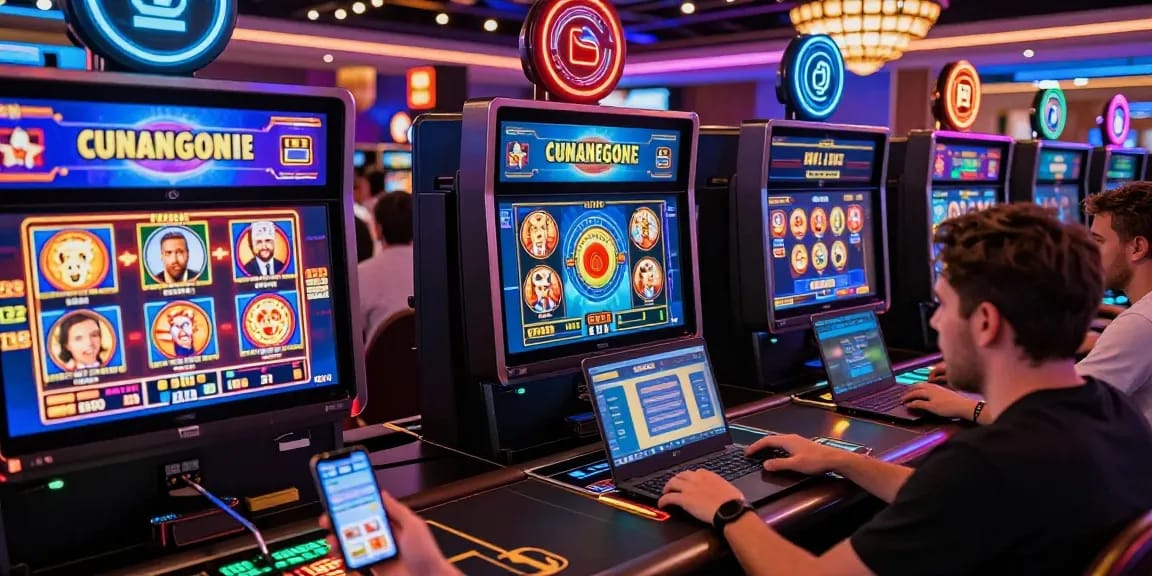 Players enjoying thrilling games at credit card casinos in a vibrant online environment.