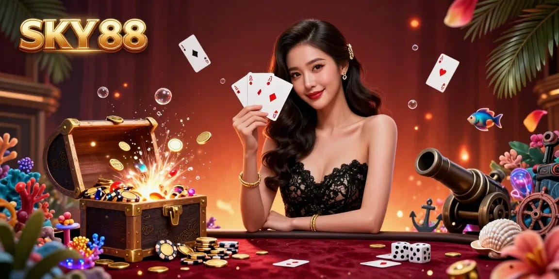 Experience luxury and excitement at SKY 88 with gaming elements and a glamorous atmosphere.