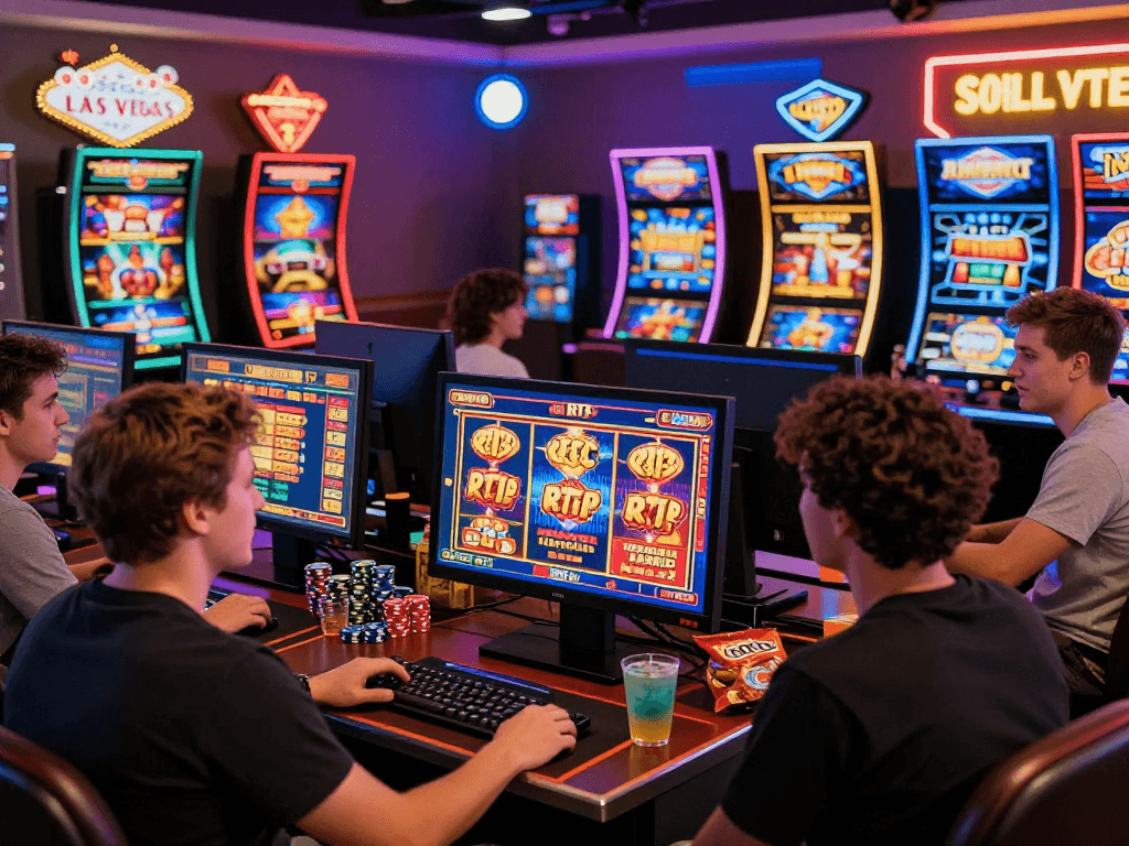 UK players enjoying USA online casino games at https://giraffedays.com, featuring vibrant slots and promotions in an inviting home atmosphere.