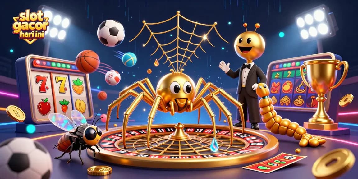 Visualisasi permainan slot gacor hari ini dengan elemen kasino yang menarik dan dinamis.