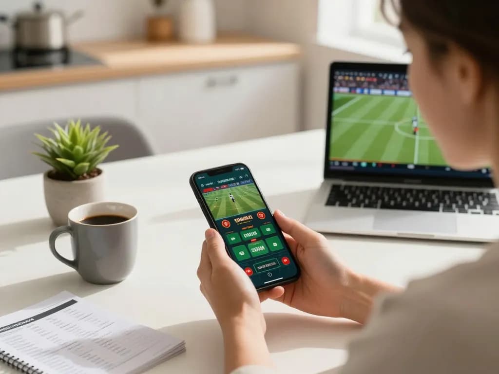 Engaging moment of mobile gambling at home with online casinos in Canada reddit app displayed.