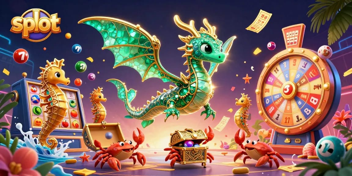 Spin vibrant slot reels with delightful characters and lively lottery balls surrounding them.