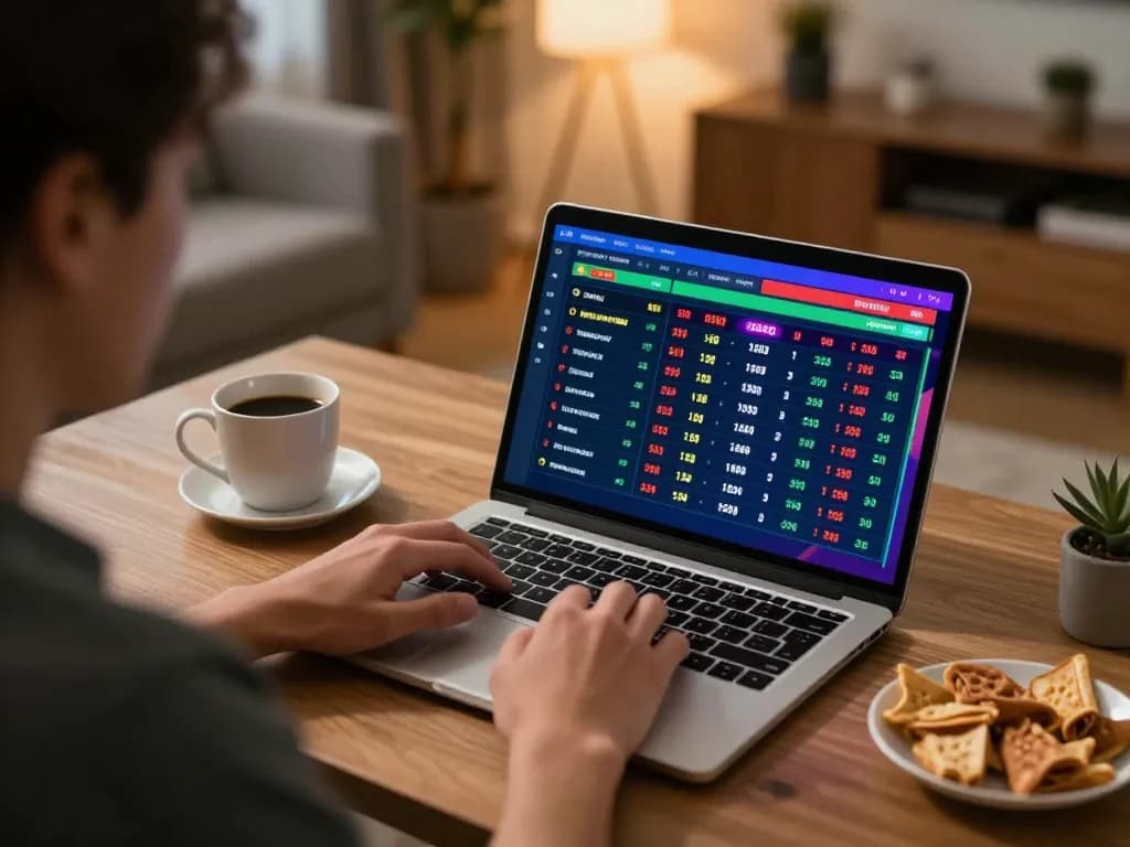 Engaging online sports betting on laptop with live odds at 888top.
