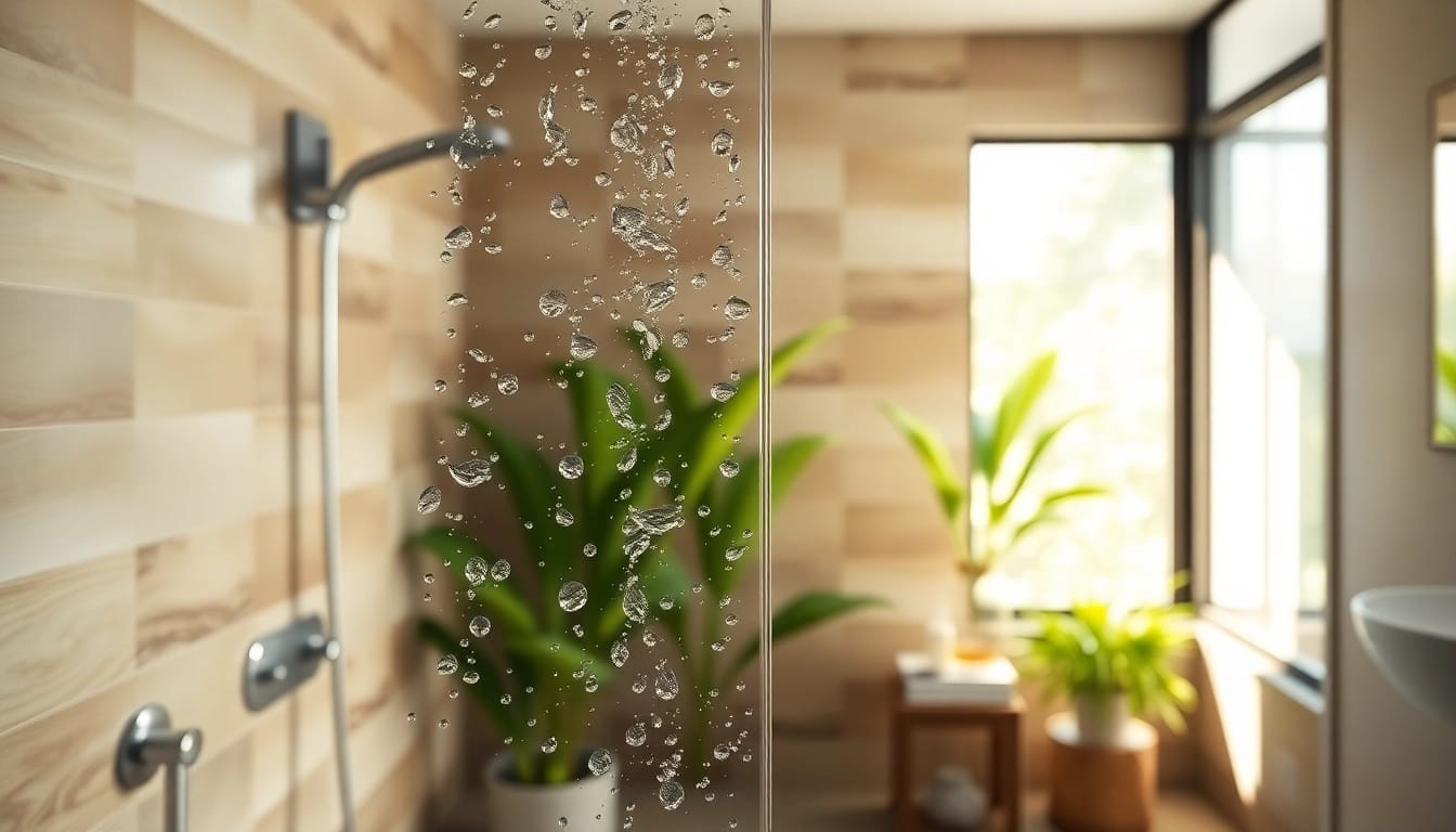 Elegant shower screens semi frameless enhancing a stylish bathroom with natural light.