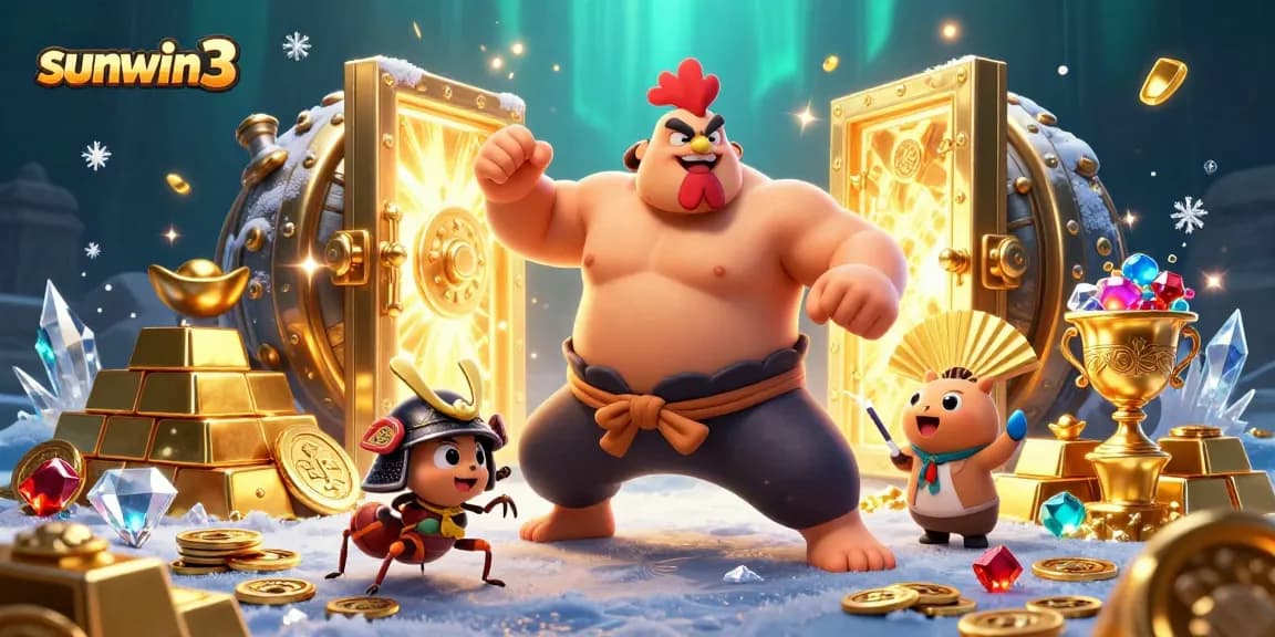 Experience excitement with sunwin3 as engaging characters celebrate casino-themed wins in vivid detail.