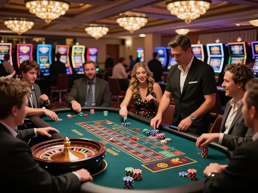 Scene permainan Toto Macau dengan pemain yang terlibat dalam strategi saat mereka bertaruh di meja roulette