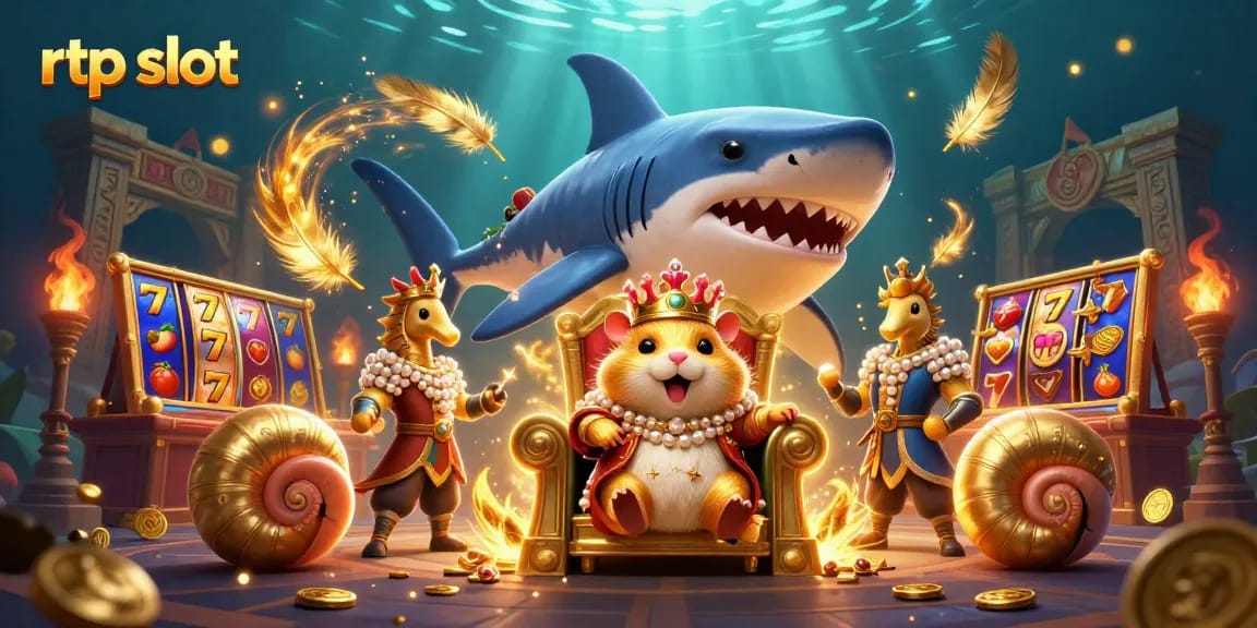 Engage with the rtp slot adventure featuring a golden hamster king in a vibrant casino setting.