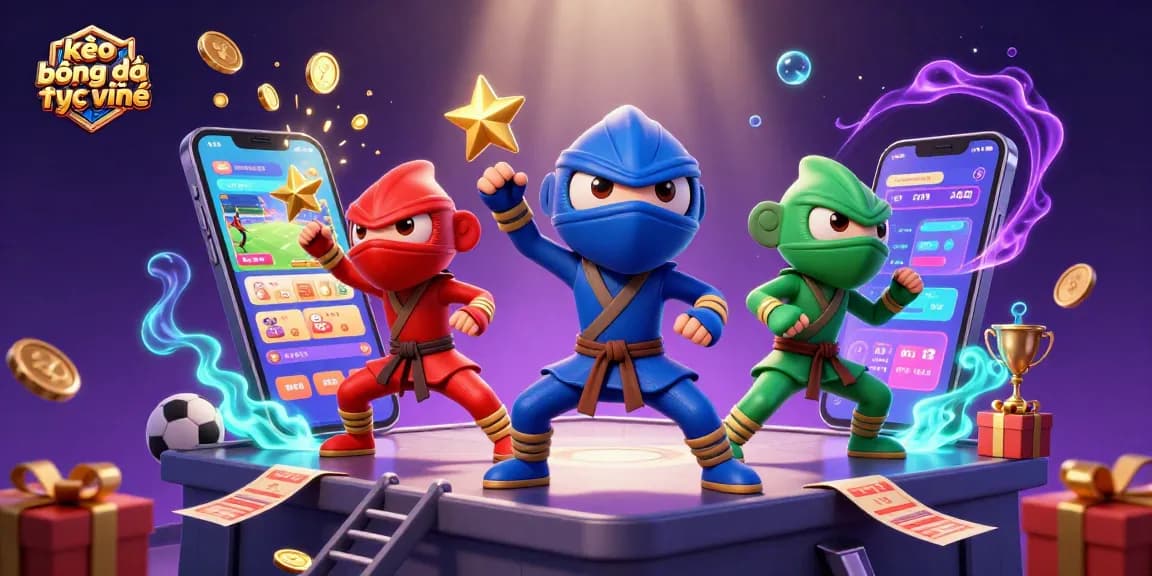 Engage in kèo bóng đá trực tuyến as a 3D ninja team showcases dynamic sports betting moves, complete with live odds.