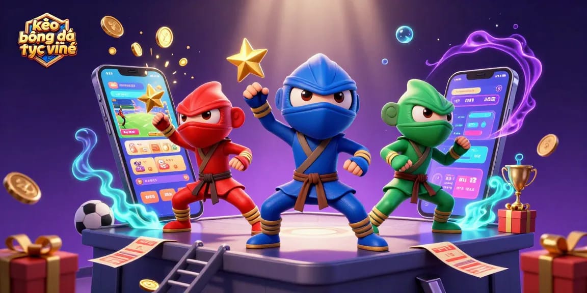 Engage in kèo bóng đá trực tuyến as a 3D ninja team showcases dynamic sports betting moves, complete with live odds.