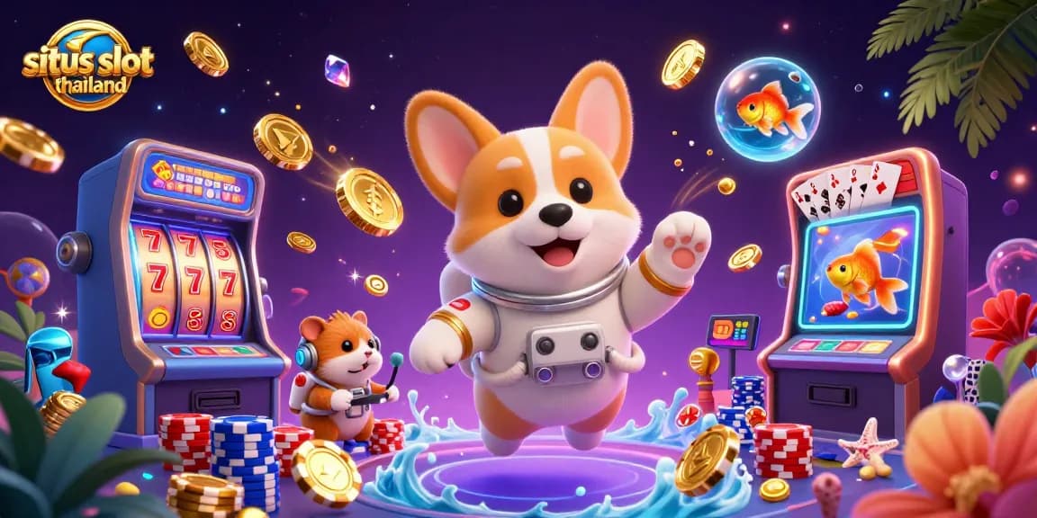 Experience the excitement at situs slot thailand with vibrant slot reels, lucky 7s, and energetic characters amid casino fun.