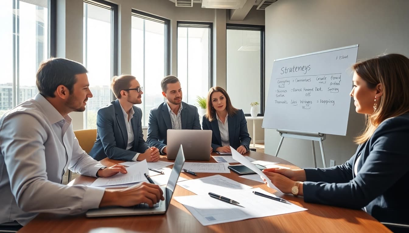 Enhancing debt collection uk processes with a collaborative team in a professional setting.