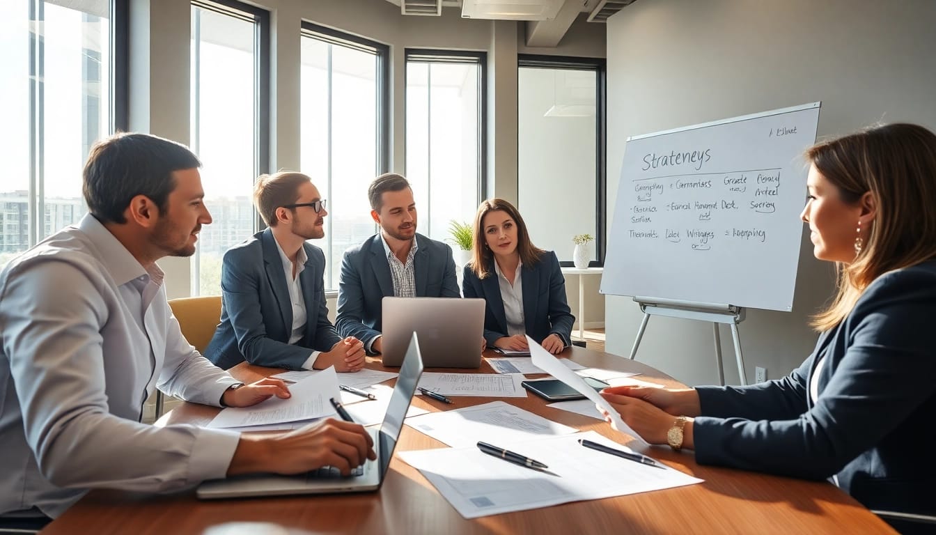 Enhancing debt collection uk processes with a collaborative team in a professional setting.