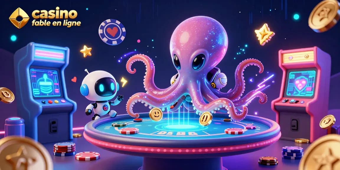 Célébrez le monde des jeux avec un casino fiable en ligne où un octopus extraterrestre et un robot se livrent à des parties de poker passionnantes.
