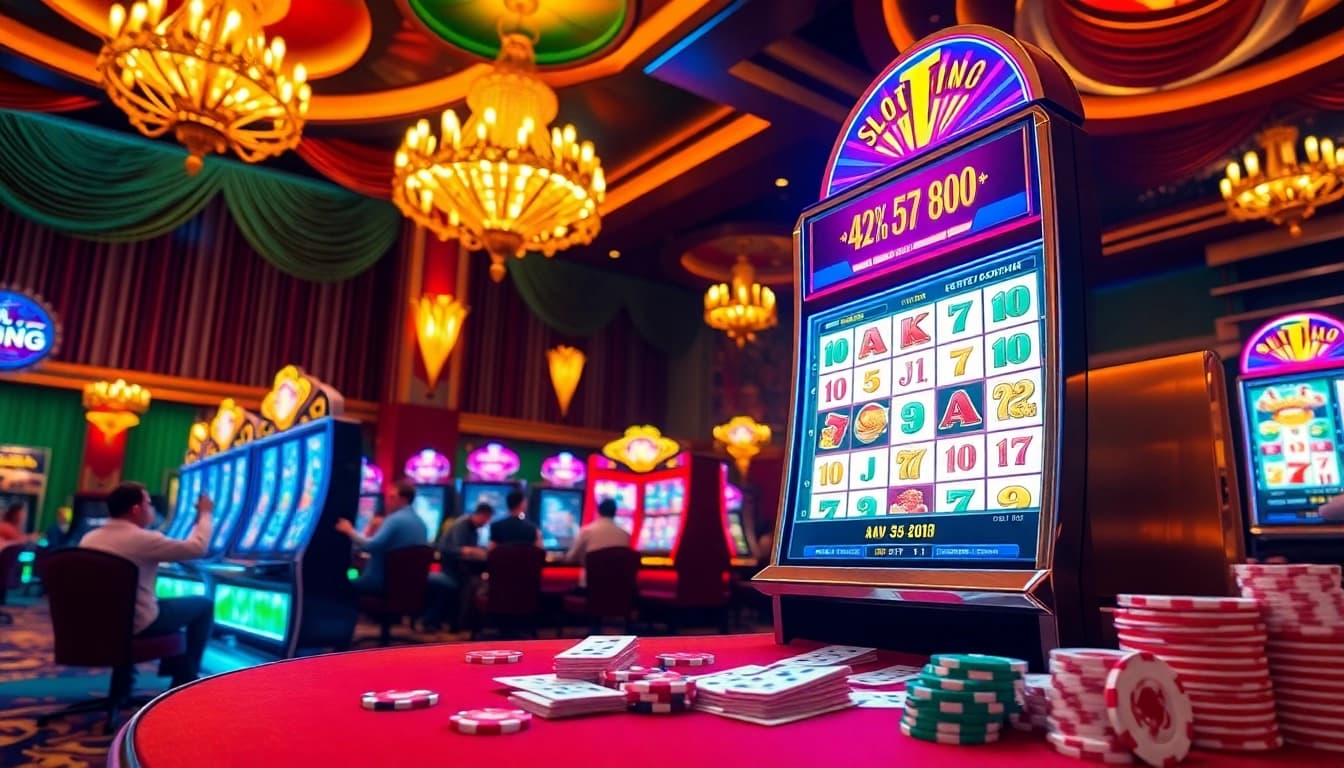 Engaging scene of the slot demo mahjong game at a luxurious casino, ensuring excitement and professionalism.