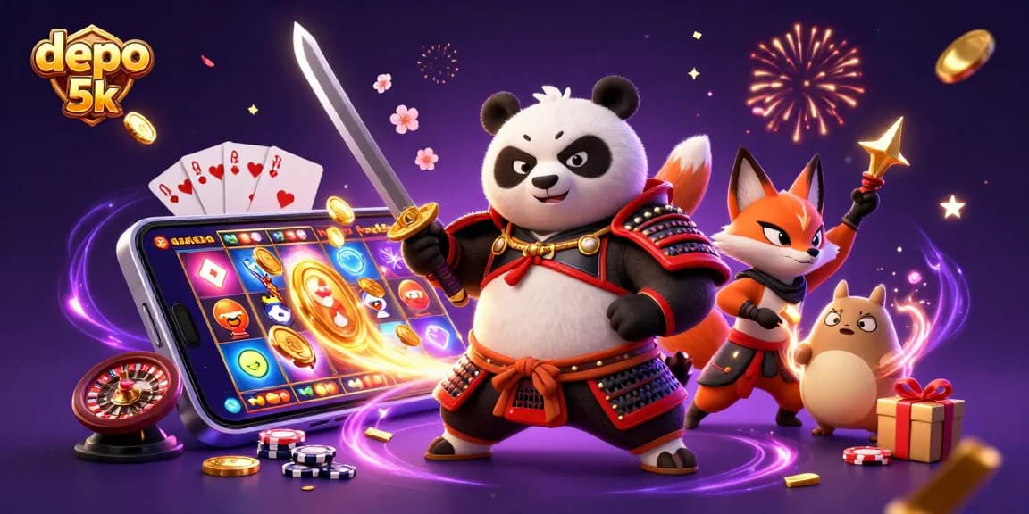 Experience excitement with depo 5k in this vibrant 3D casino illustration showcasing gambling adventures.