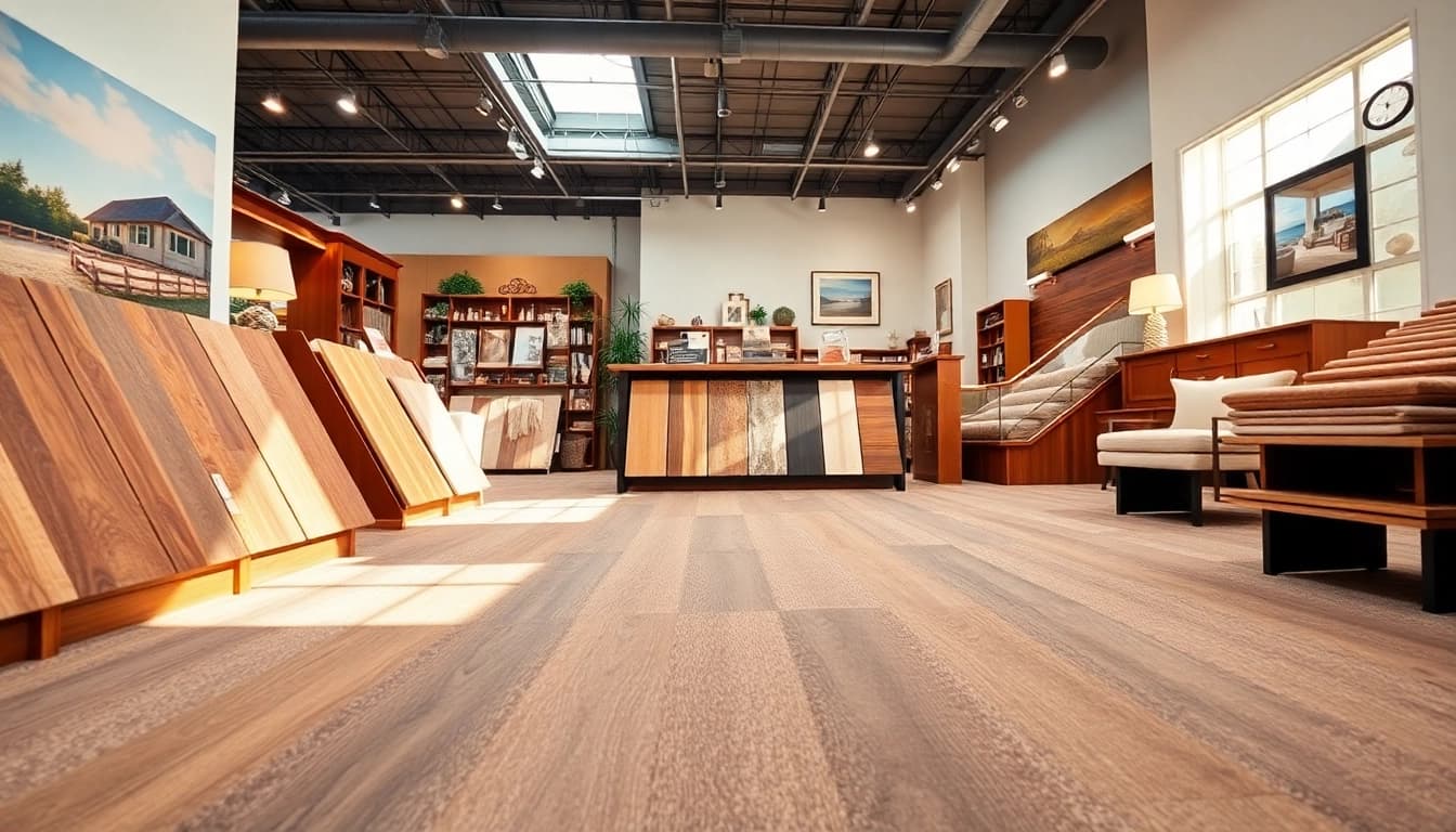 Discover a vibrant flooring showroom with various styles, ideal for finding flooring stores near me.