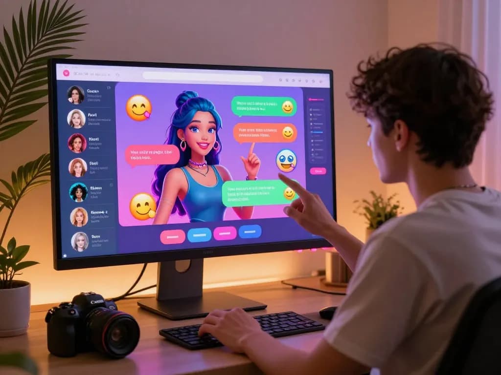 Interactive NSFW AI chat interface showcasing lively virtual character engagement.