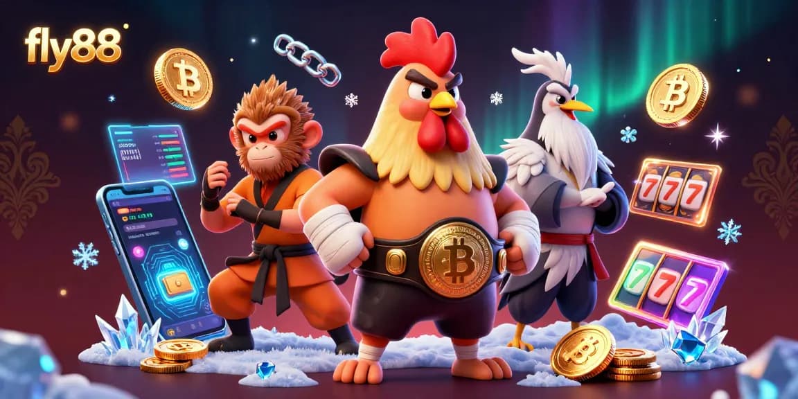 Engage with fly88's thrilling casino atmosphere featuring vibrant characters and dynamic gaming elements.