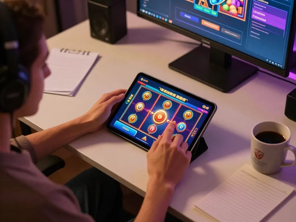 Engaging online gaming session with เว็บสล็อตตรง theme showcasing interactive slot gameplay on tablet