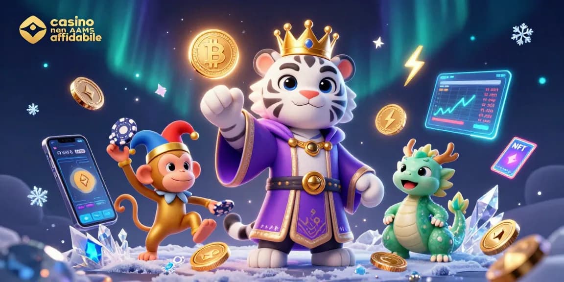 Vivi l'emozione del casino non AAMS affidabile con una scena vivace di un tigre, scimmia e drago in un cartone animato.