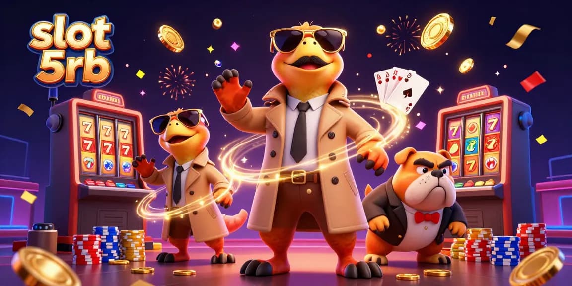 Experience thrilling wins in slot 5rb with lively characters at a vibrant casino scene.