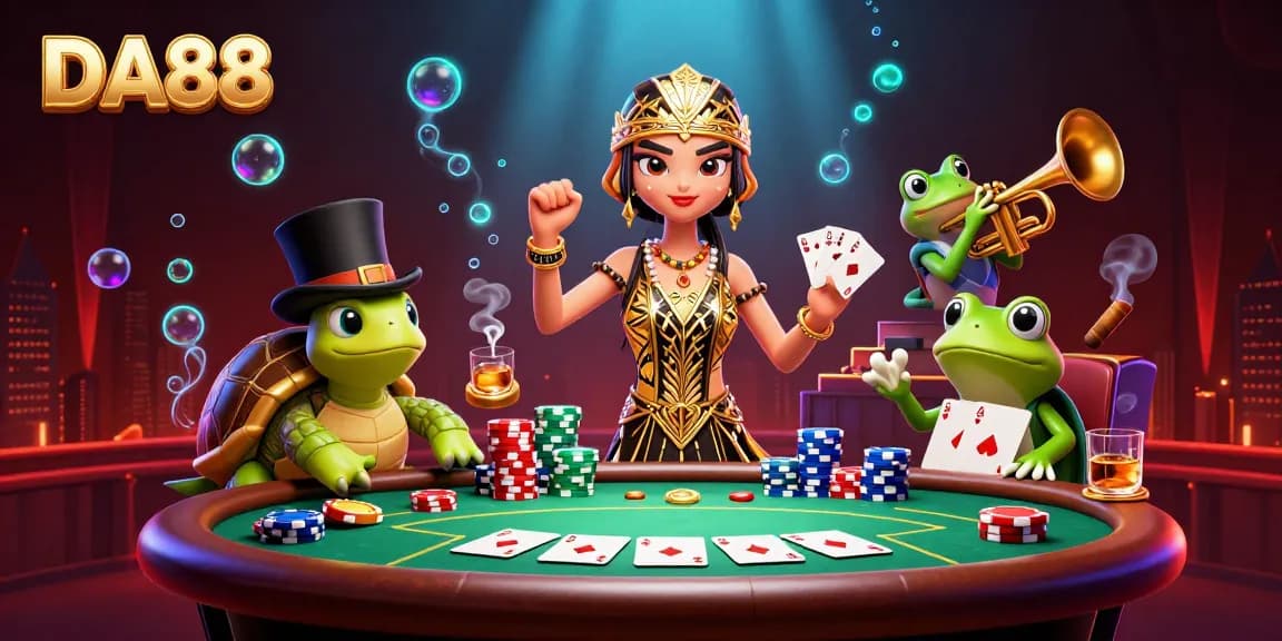 Experience the exciting DA88 casino atmosphere with vibrant characters and rich gambling elements.