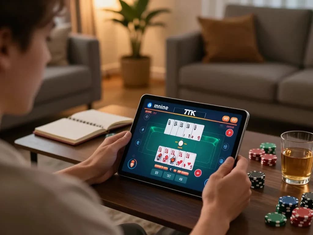 SC88 user strategically increases bets during an exciting online poker game at home.
