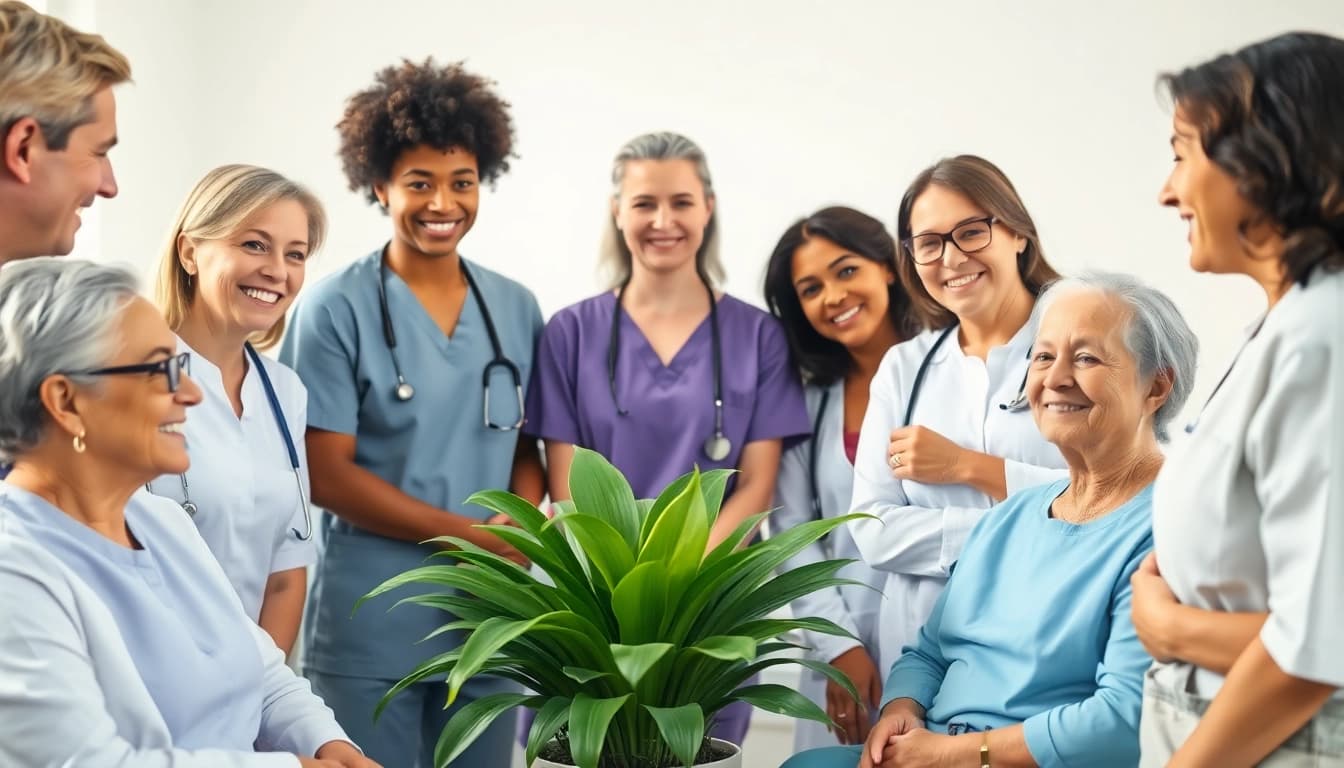 Engaging scene highlighting health-focused caregivers providing compassionate support.
