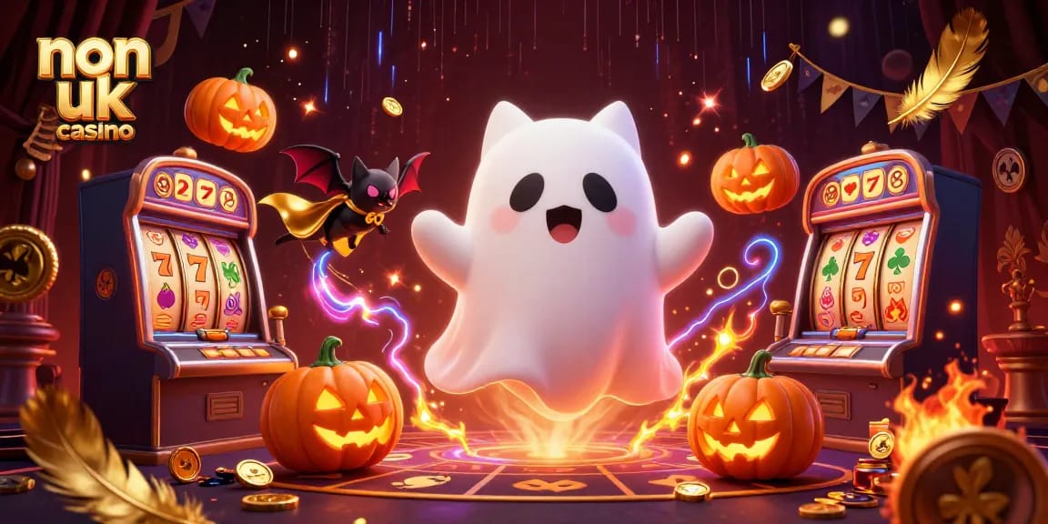 Enjoy thrilling gameplay at a non uk casino featuring playful ghost icons and vibrant slot elements.
