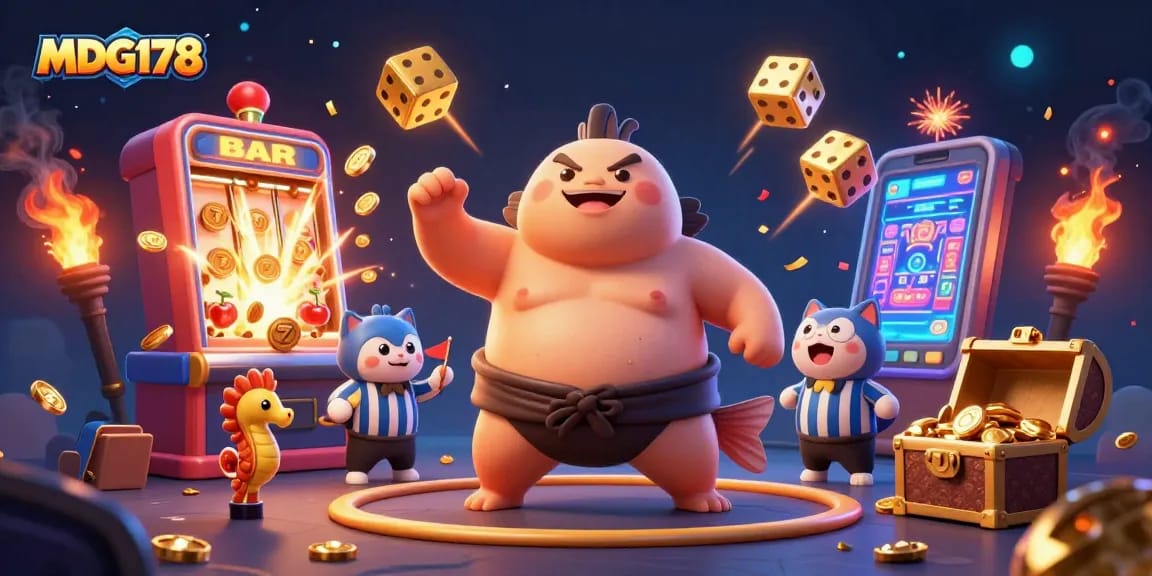 MDG178 mempromosikan pengalaman bermain dengan ikan fugu dalam ilustrasi kasino 3D yang menarik.