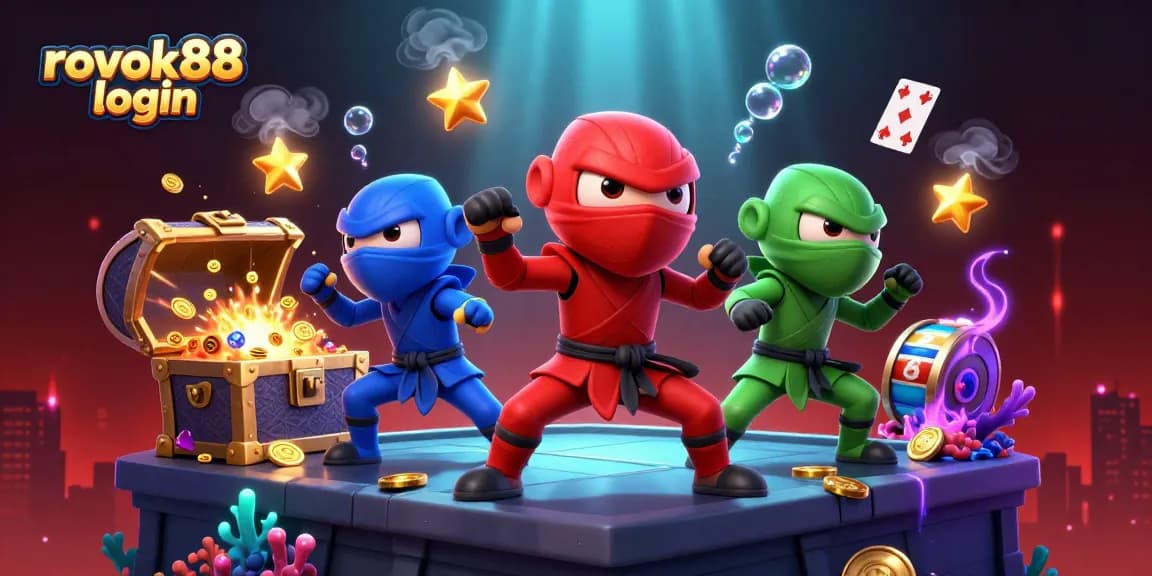 Experience rokok88 login with dynamic casino action featuring ninja chameleons and colorful slots.