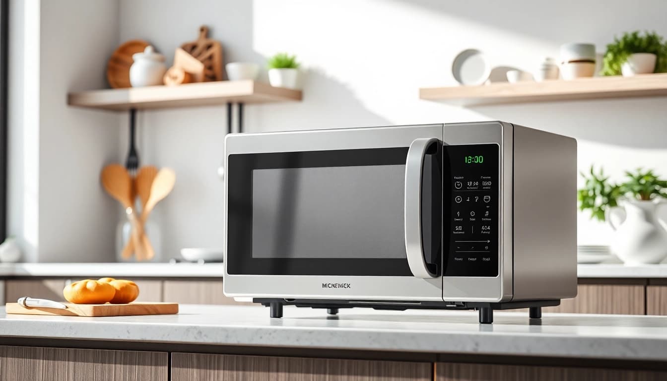 Showcase of stylish microwave oven emphasizing Microwave Oven Sales in a modern kitchen.