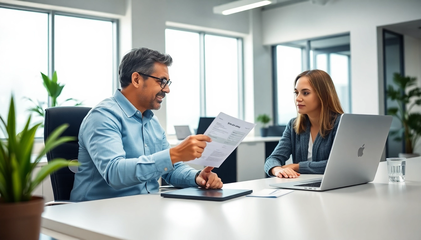 Reviewing an online extended car warranty quote with a knowledgeable consultant in a bright office.