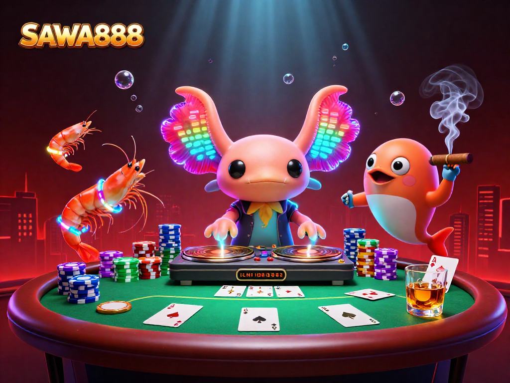 Spin and win at SAWA888 with a vibrant underwater casino scene featuring exciting characters and engaging gaming elements.