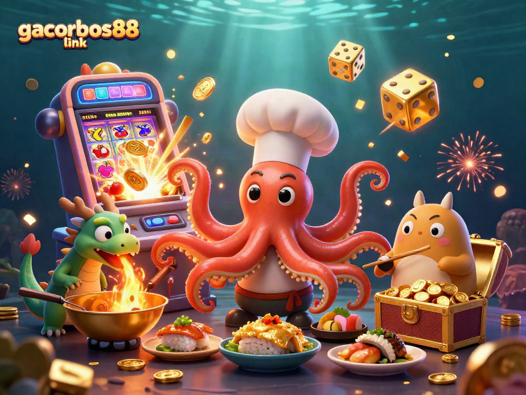 Experience the excitement of gacorbos88 link with a vibrant casino scene featuring dynamic characters and classic slot elements.