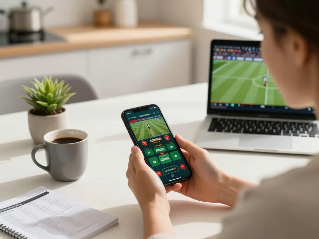 Engaging moment of mobile gambling at home with online casinos in Canada reddit app displayed.