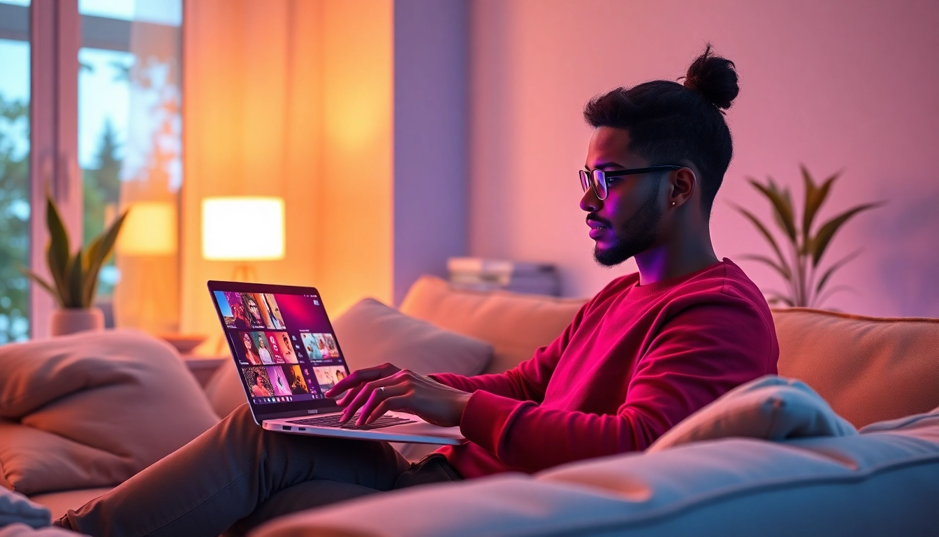 Engaging scene of a user exploring free nsfw ai chatbot interactions in a cozy digital workspace.