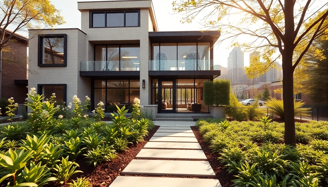 Showcasing Residential architectural services Boston through a modern home design in a vibrant neighborhood.