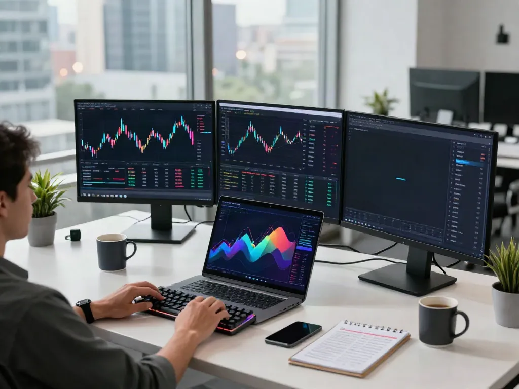 Dynamic trading workspace illustrating stock WebSocket API integration with modern technology and cryptocurrency analytics.