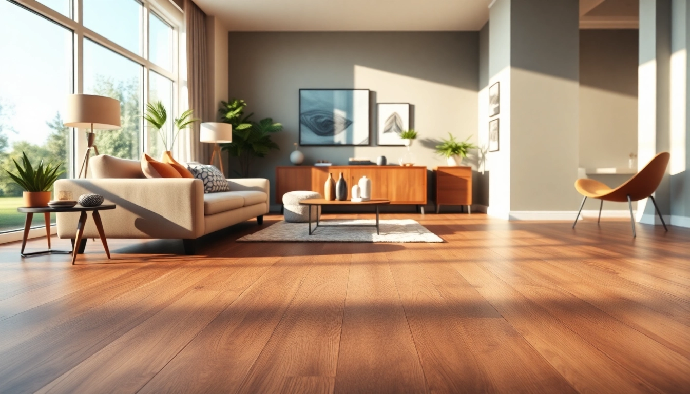 Showcase of vinyl plank flooring in a stylish modern living room setting with cozy ambiance.