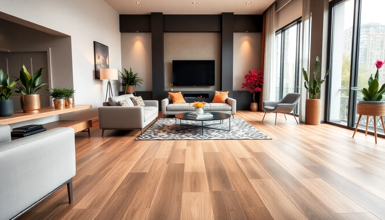 Highlighting beautiful chicago flooring in a modern living room with warm lighting.