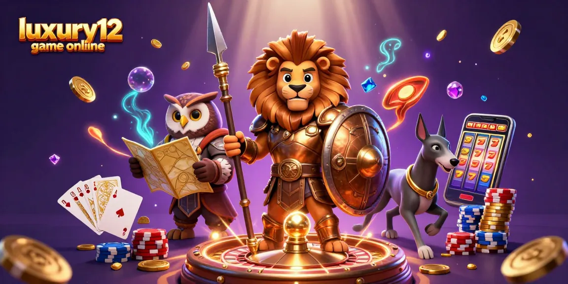 Experience the excitement of the luxury12 game online with a thrilling casino illustration featuring vibrant characters and dynamic elements.