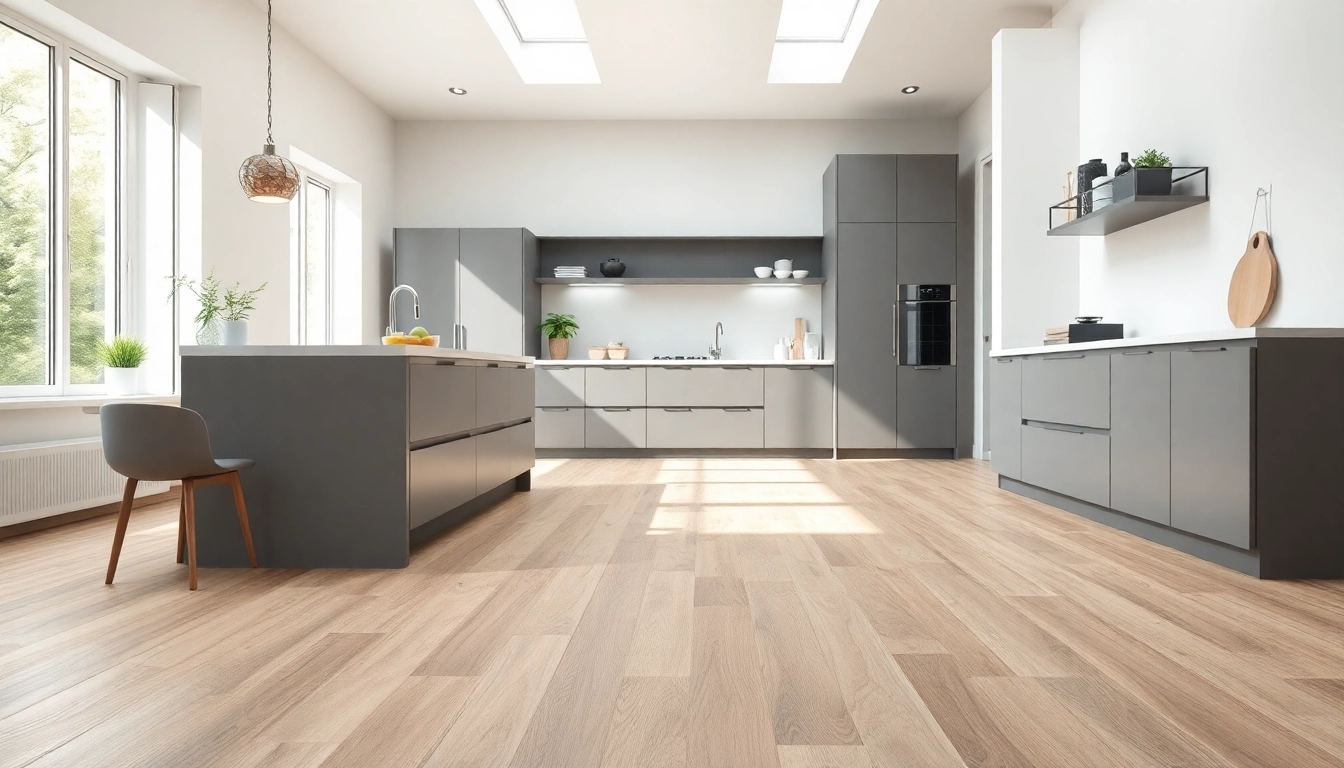 Showcasing waterproof lvp flooring in a contemporary kitchen with natural light.