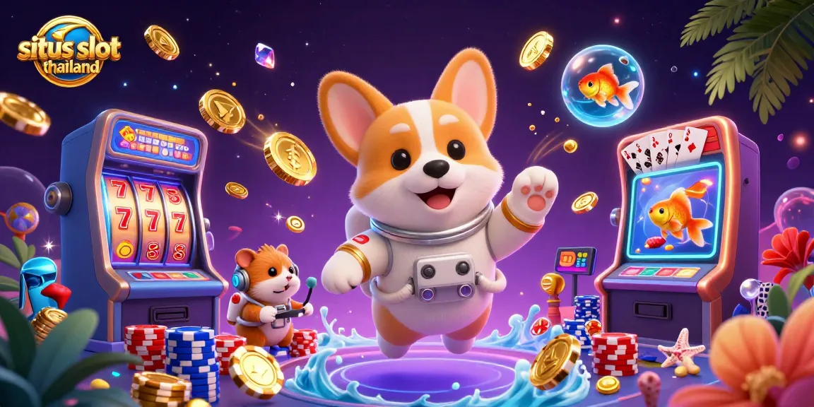 Experience the excitement at situs slot thailand with vibrant slot reels, lucky 7s, and energetic characters amid casino fun.